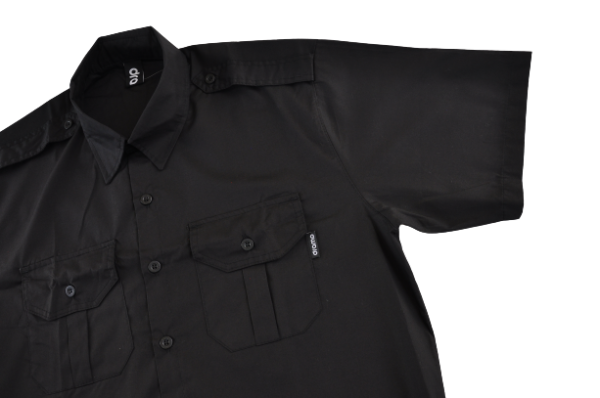 CAMISA DRAMA BOTÃO MILITAR PRETA - Image 2